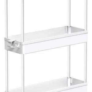 SPACEKEEPER Slim Rolling Storage Cart, 3 Tier