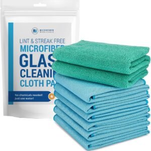 Claro 2 Step Glass Cleaning Cloth 8-Pack – Green Wet & Blue Dry Microfiber Towels