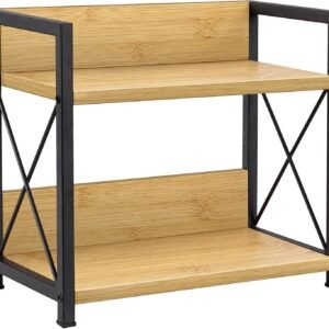 Giikin Countertop Shelf Organizer, 2 Tier Kitchen Spice Rack Organizer for Countertop, Wood Coffee Counter Shelf Organizer fo