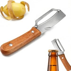 Vegetable Peeler With Wooden Handle/Bottle Opener